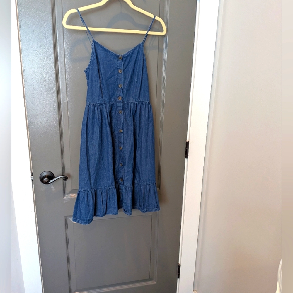 Japana denim tiered smocked dress